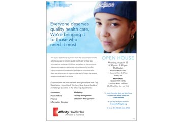 Affinity Health Plan print ad