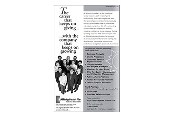 Affinity Health Plan print ad