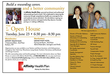 Affinity Health Plan print ad