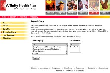 Affinity Health Plan website