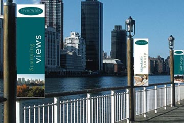Riverwalk lampost signage